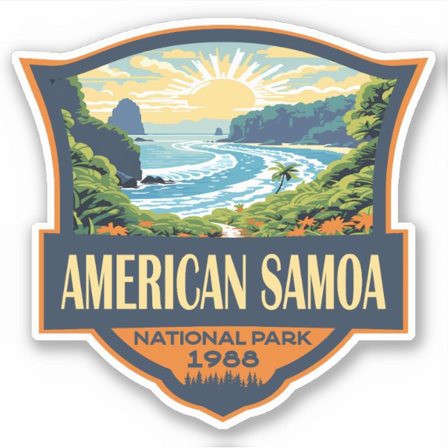 American Samoa Nationalpark Illustration Retro Aufkleber (Vorderseite)
