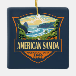 American Samoa Nationalpark Illustration Retro Keramikornament