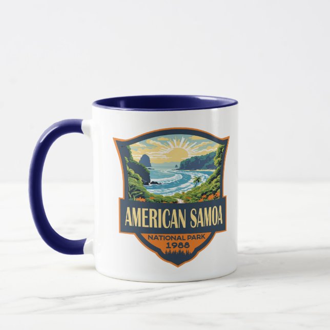 American Samoa Nationalpark Illustration Retro Tasse (Links)