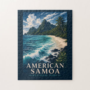 American Samoa Nationalpark Moderner Holzschnitt