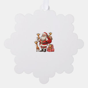 American Santa Claus Holding Giraffe Präsent Xmas Ornament Karte