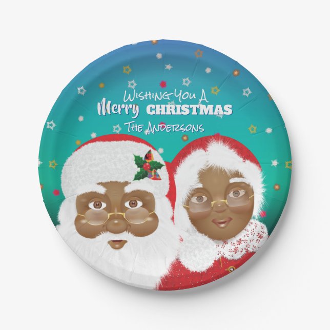 American Santa und Mrs Claus Pappteller (Vorderseite)