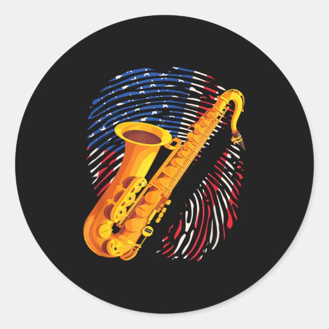 American Saxophone Player Saxophonist Jazz Band Me Runder Aufkleber (Vorderseite)