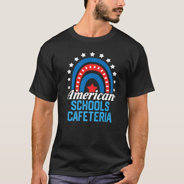 American Schools Cafeteria Rainbow Usa Flag 4th Of T-Shirt (Vorderseite)