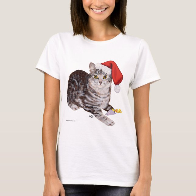 American Shorthair Tabby Cat - Weihnachten T-Shirt (Vorderseite)