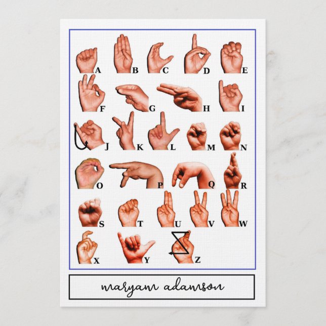 American Sign Language Alphabet Board, ASL Card Einladung (Vorderseite)