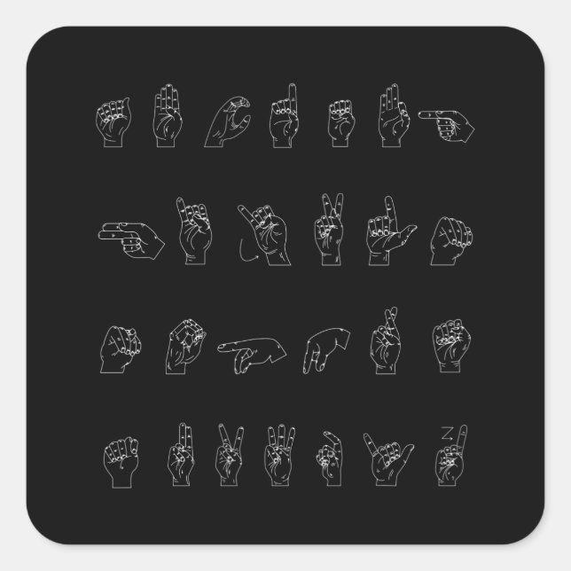 American Sign Language ASL Alphabet Geschenk Quadratischer Aufkleber (Vorderseite)