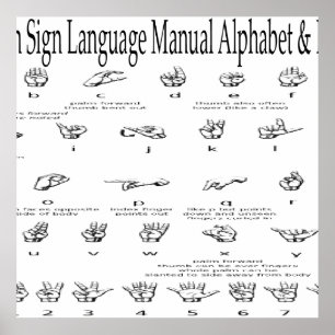 American Sign Language ASL Alphabet & Numbers Char Poster