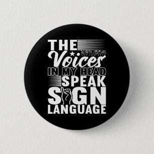 American Sign Language Deaf Awareness 5 Button
