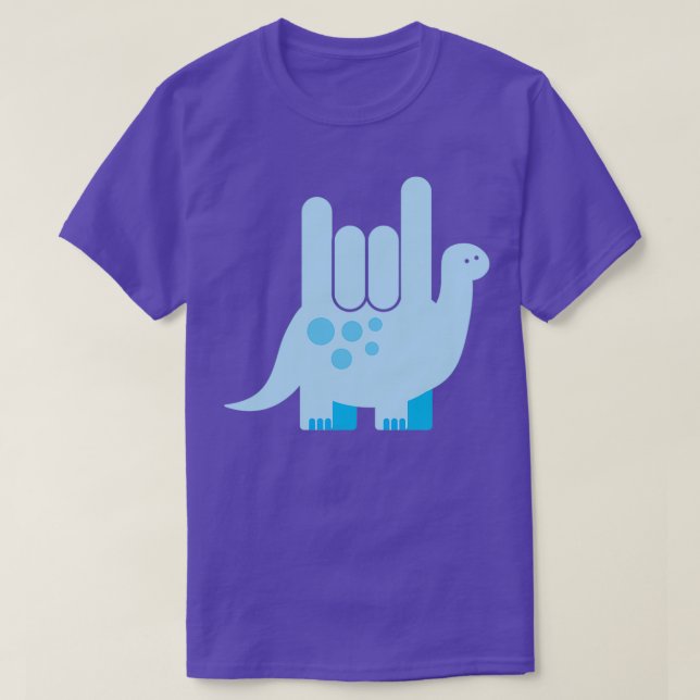 American Sign Language Dinosaurier I Liebe You T-Shirt (Design vorne)