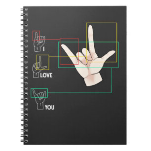 American Sign Language Handzeichen ASL I Liebe Sie Notizblock