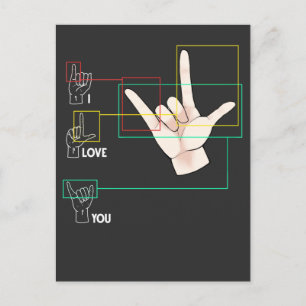 American Sign Language Handzeichen ASL I Liebe Sie Postkarte