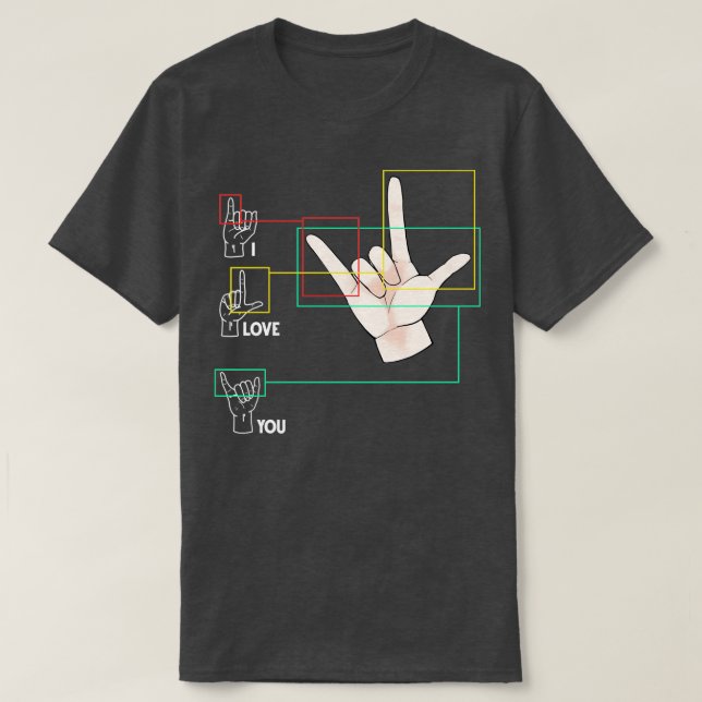 American Sign Language Handzeichen ASL I Liebe Sie T-Shirt (Design vorne)
