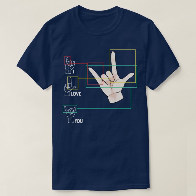 American Sign Language Handzeichen ASL I Liebe Sie T-Shirt (Design vorne)