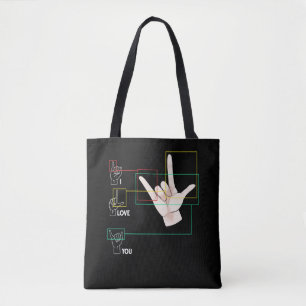 American Sign Language Handzeichen ASL I Liebe You Tasche