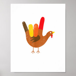 American Sign Language I Liebe You Erntedank Tur Poster