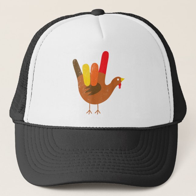 American Sign Language I Liebe You Erntedank Tur Truckerkappe (Vorderseite)