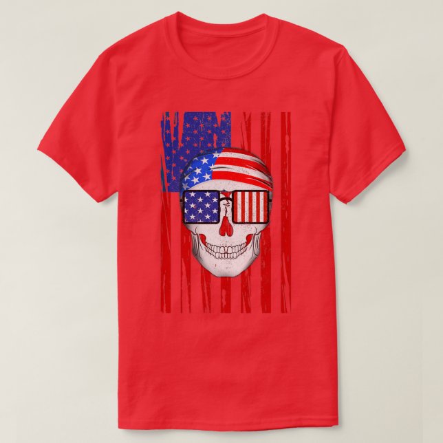 American Skull Flag Patriotic T-Shirt (Design vorne)