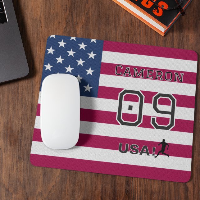 American Soccer Athlete Personalized Stars Stripes Mousepad (Von Creator hochgeladen)