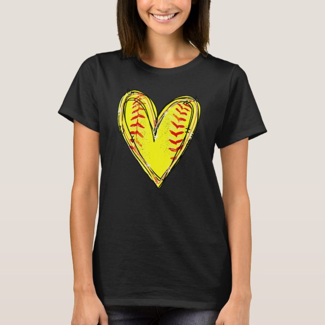 American Softball Heart Liebe Softball Lover Mutte T-Shirt (Vorderseite)