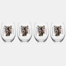 American Soldier Design Stemless WIne Glass Set Weinglas Ohne Stiel