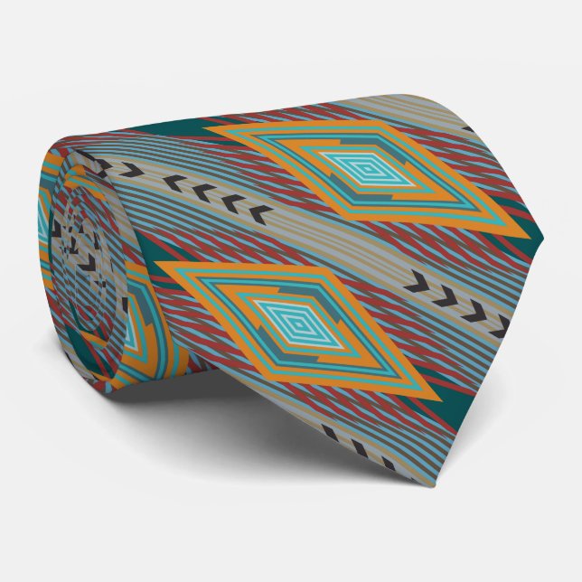 American Southwest Patterned Art And Earthy Colors Krawatte (Gerollt)