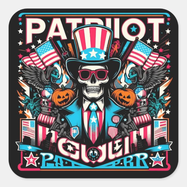 American Spirit Festival - Pop Art Style Quadratischer Aufkleber (Vorderseite)