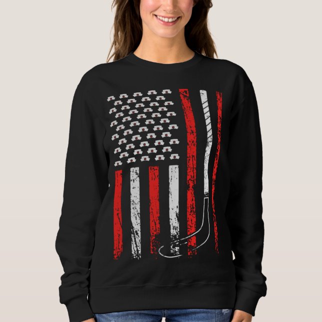 American Sports Flag National Nurses Day Ice Hocke Sweatshirt (Vorderseite)