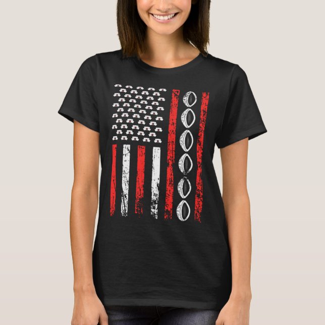 American Sports Flag National Nurses Day Rugby Foo T-Shirt (Vorderseite)