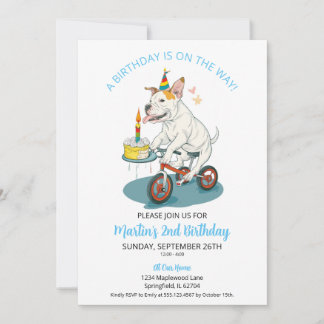 American Staffordshire auf dem Fahrrad Kuchen Gebu Einladung