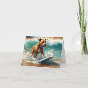 American Staffordshire Beach Surfing Malerei Karte