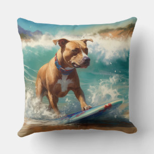 American Staffordshire Beach Surfing Malerei Kissen