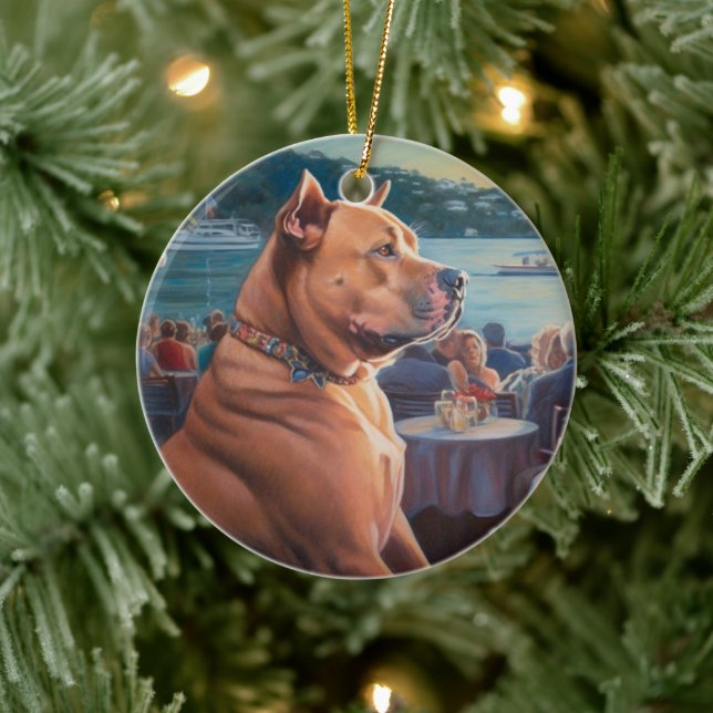 American Staffordshire Christmas Cruise: Pawsome Keramik Ornament (Baum)
