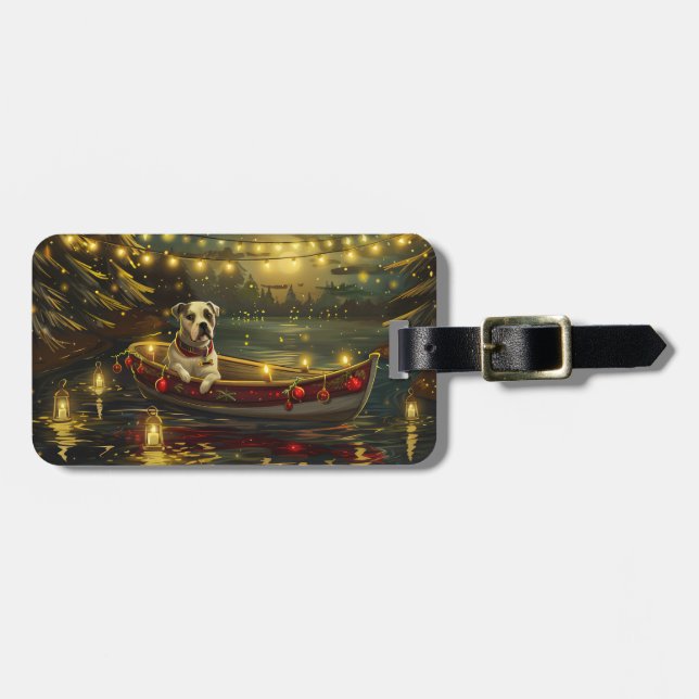American Staffordshire Christmas Festive Voyage Gepäckanhänger (Vorderseite horizontal)