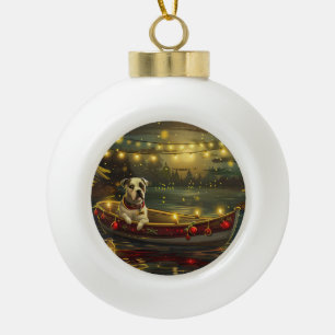 American Staffordshire Christmas Festive Voyage Keramik Kugel-Ornament