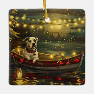 American Staffordshire Christmas Festive Voyage Keramikornament