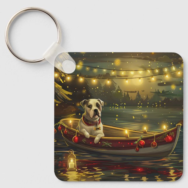 American Staffordshire Christmas Festive Voyage Schlüsselanhänger (Vorderseite)