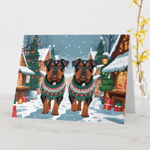 American Staffordshire Christmas Snow Holiday Karte
