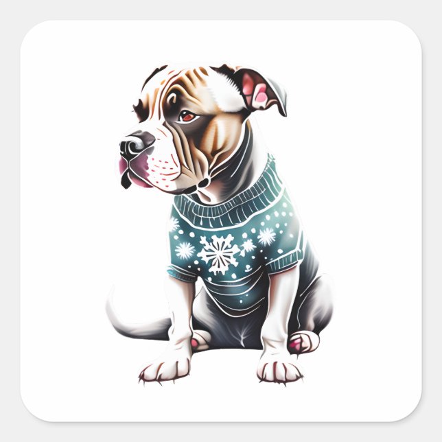 American Staffordshire Christmas Sweater Sticker (Vorderseite)