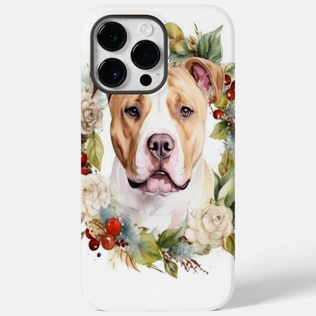 American Staffordshire Christmas Wreath Festive Case-Mate iPhone 14 Pro Max Hülle (Rückseite)