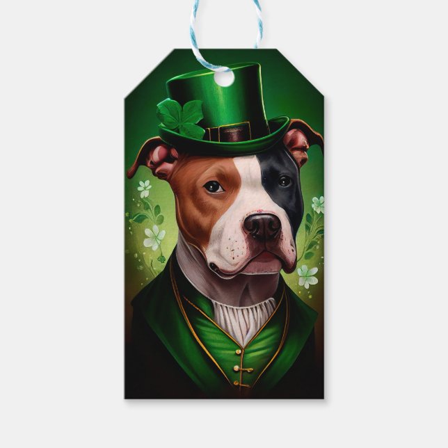 American Staffordshire dog am St. Patrick's Day Geschenkanhänger (Vorderseite)