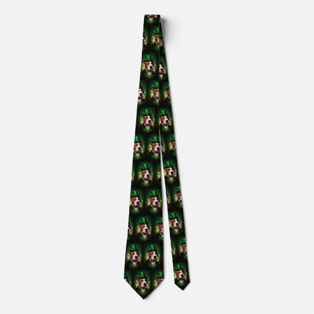 American Staffordshire dog am St. Patrick's Day Krawatte (Vorderseite)
