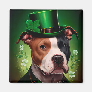 American Staffordshire dog am St. Patrick's Day Magnet