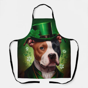 American Staffordshire dog am St. Patrick's Day Schürze