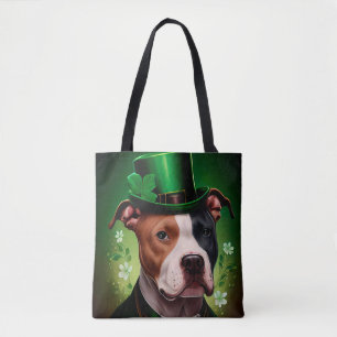 American Staffordshire dog am St. Patrick's Day Tasche