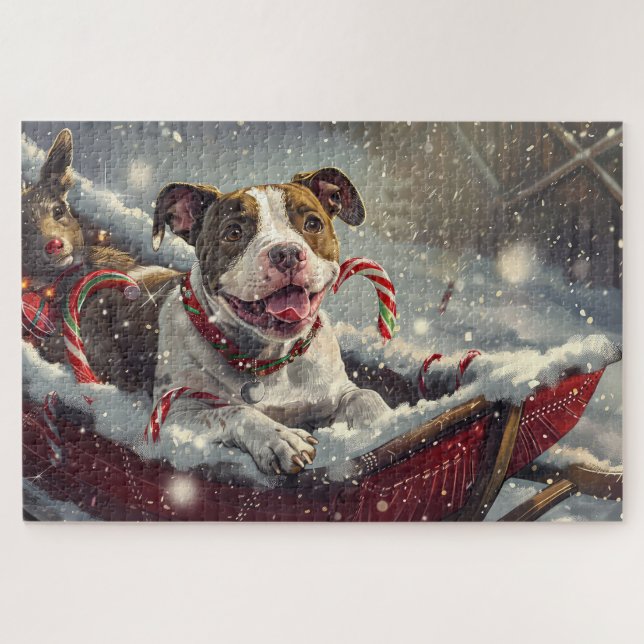American Staffordshire Dog Christmas Festive (Horizontal)