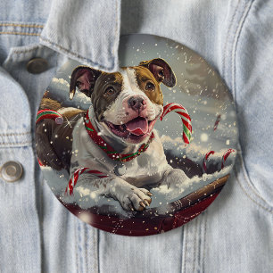 American Staffordshire Dog Christmas Festive Button