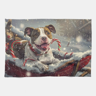 American Staffordshire Dog Christmas Festive Geschirrtuch