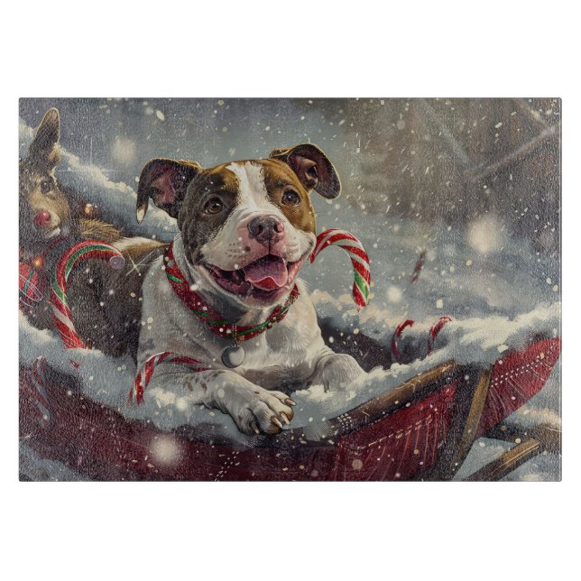 American Staffordshire Dog Christmas Festive Schneidebrett (Vorderseite)