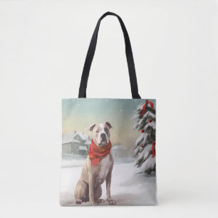 American Staffordshire Dog in Snow Christmas Tasche
